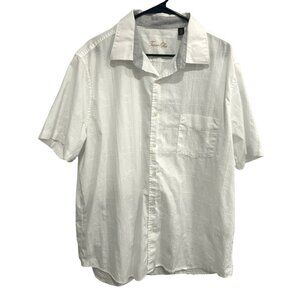 Tasso Elba Mens White Short Sleeve Button-Down Shirt Sz XXL Cotton